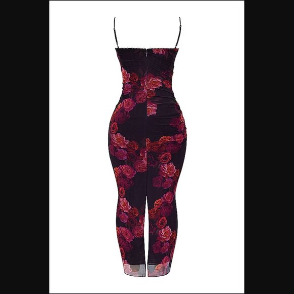 House of CB Floral Maxi Dress - Red and Black - Picture 5 of 7